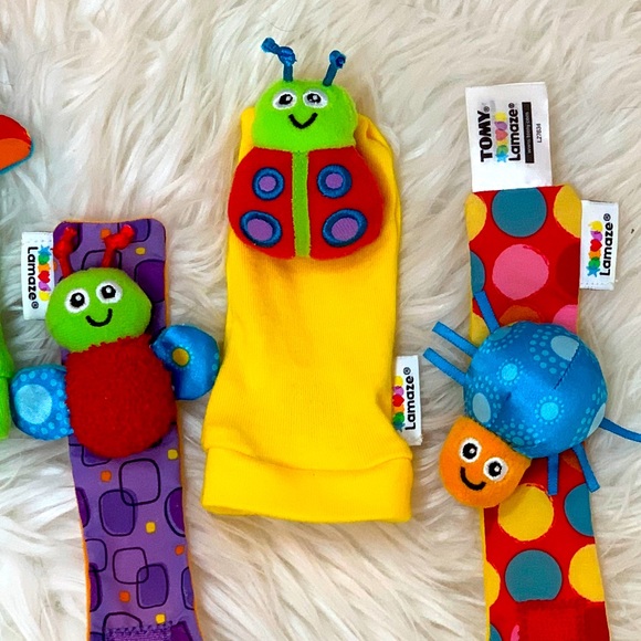 Baby 4 Piece Gardenbug Wrist & Foot Rattle Set by Lamaze - Like New - Picture 4 of 6